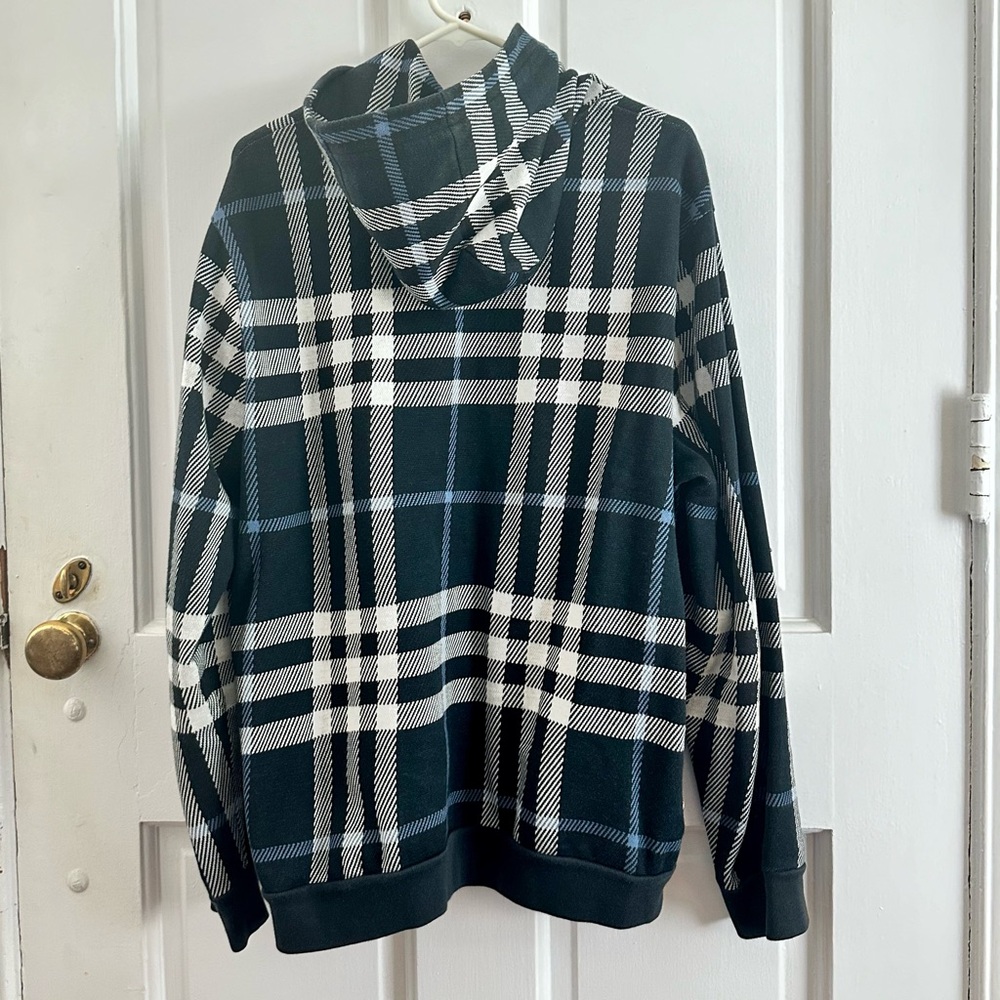 Burberry Check Cotton Hoodie in Blue and White. - Picture 8 of 10